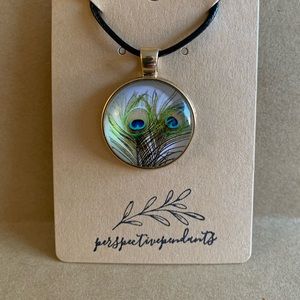 🦚 Peacock Simple & Sleek Cabochon Pendant Necklace 🦚